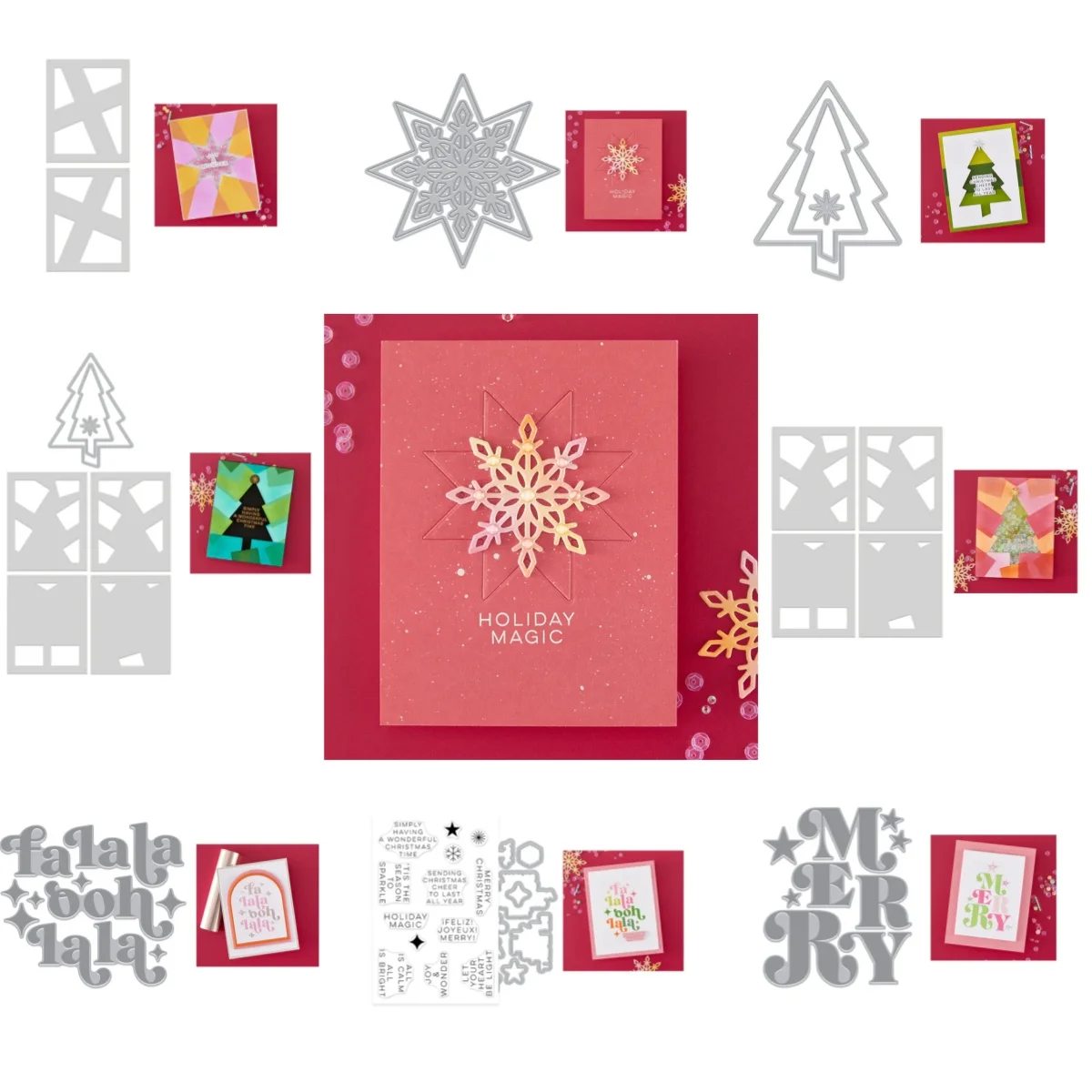 

Modern Holiday Greetings Merry Tree Stamp Set Metal Cutting Dies for DIY Making Card Scrapbook Embossed Paper Album Craft