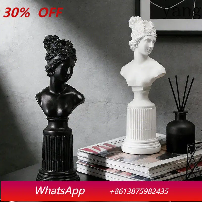

YJQ Art Sense Retro Muse Head Sculpture Ornament Home Decoration Office Wine Cabinet