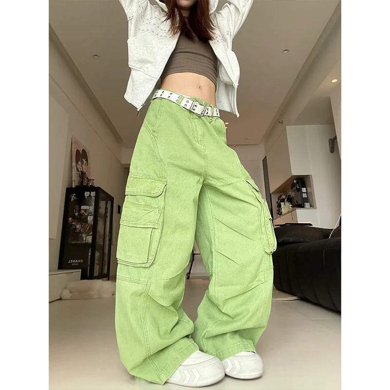 Women's Plain High Waist Cargo Pants, Street Fashion Casual Pocket Button Trousers for Daily Wear, Ladies For 2026 Autumn Winter