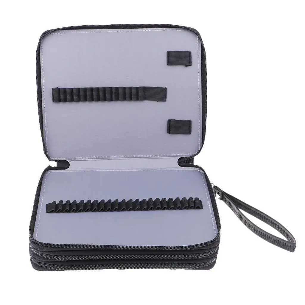 High Capacity Pencil Bag Multi Layer Zipper Pen Case Leather Pencil Holder Organizer for Colored Pencils