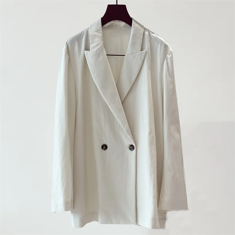 

Women's jacket New autumn 2025 double breasted slim fit long sleeved top cotton blend women's suit jacket women's coat blazer