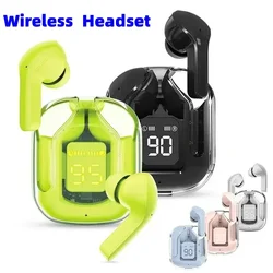 TWS Wireless Bluetooth Headset, design transparente com display digital LED, fone de ouvido estéreo para todos os smartphones