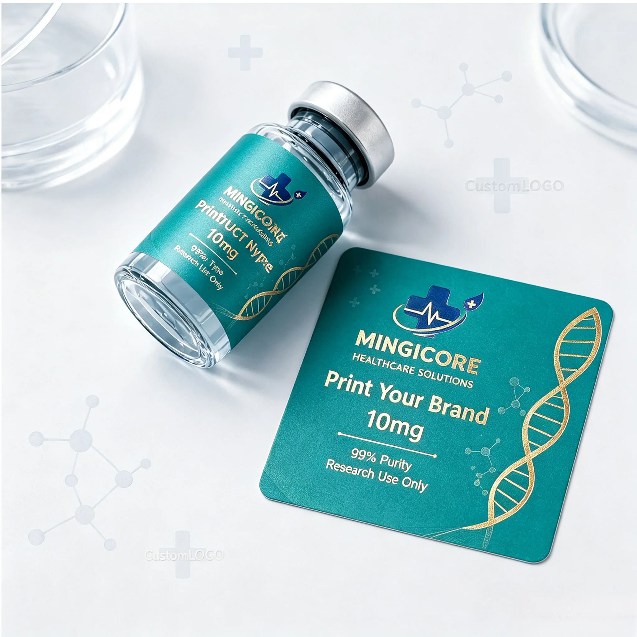 Injectable Peptide Health Supplement Vial Stickers,Precision Printed Waterproof High Temperature Resistant Self‑Adhesive Labels