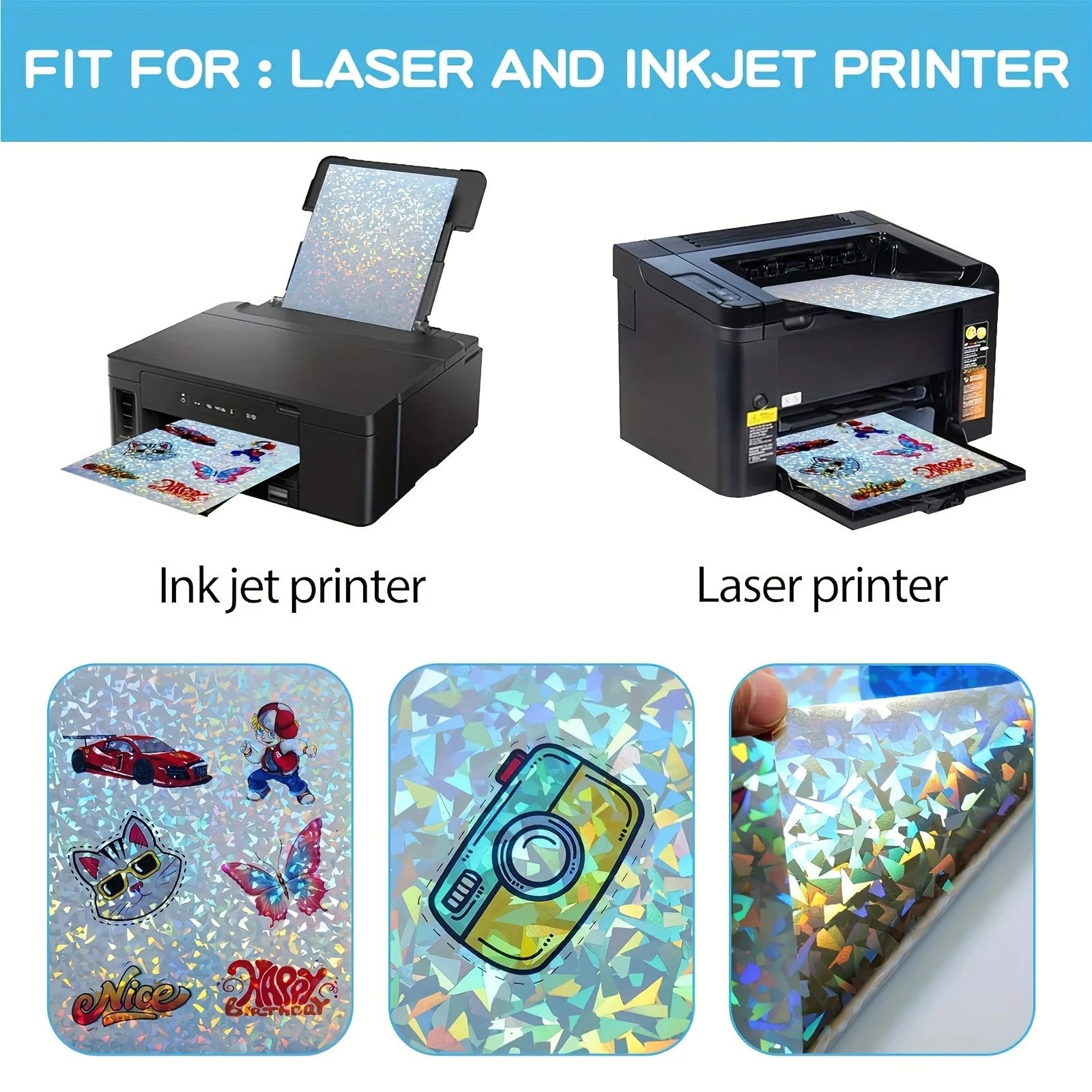 HUSPER 8.3×11.7 inch 10 Sheets Shattered Glass Waterproof Premium Printable Vinyl Sticker Paper for Inkjet Printer