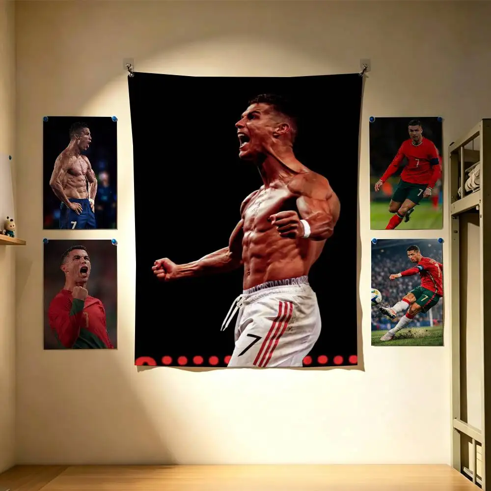 R-Ronaldo Football Star  Flags Wall Hanging Background Art Banner for Bedroom Home Outdoor Decor
