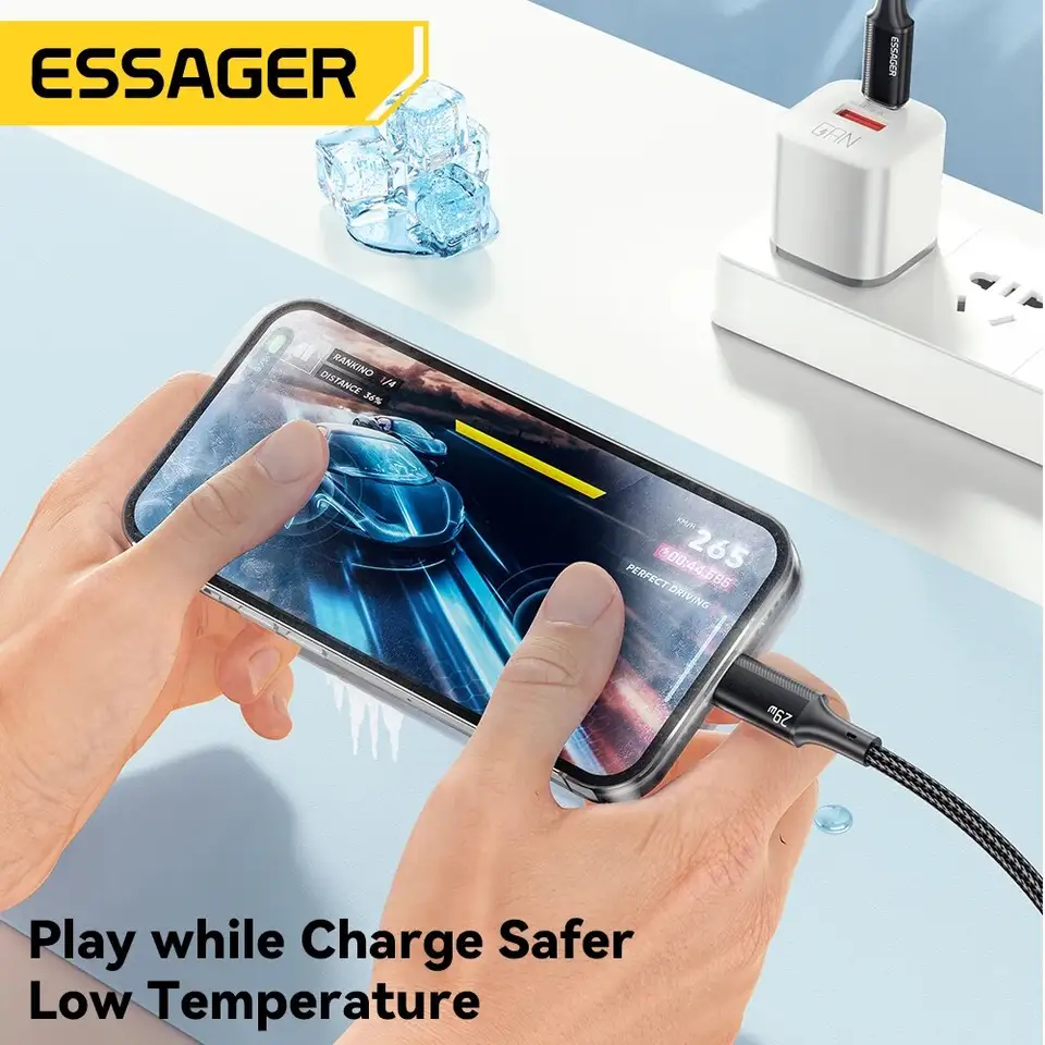 كابل Essager نوع C لـ iPhone، شحن سريع، شاحن، iPad، Macbook، iPhone 14، 13، 12، 11 Pro Max، XS، XR، PD 29W - 5