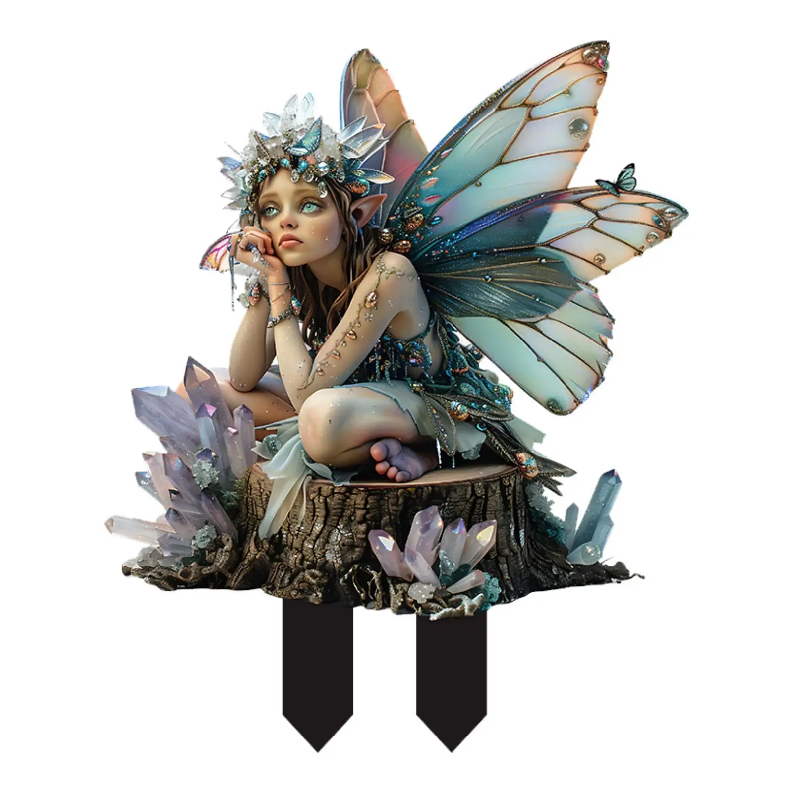 Acrylic Fairy Garden Stake Elf Silhouette Yard and Garden Decor for Flower Pot and Pathway