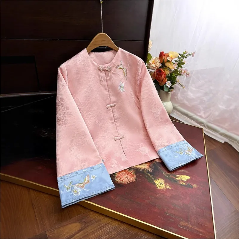 

New Chinese style jacquard coat embroidery bead tray national patchwork