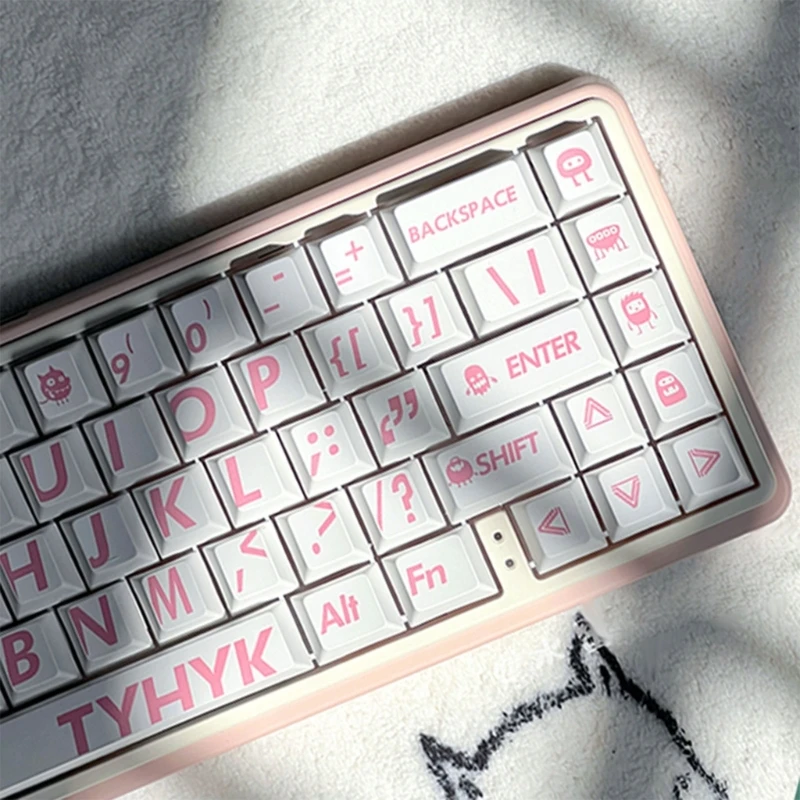 132Keys Pink Big Letter Keycaps For MX Mechanical Keyboard Cherry Dropship