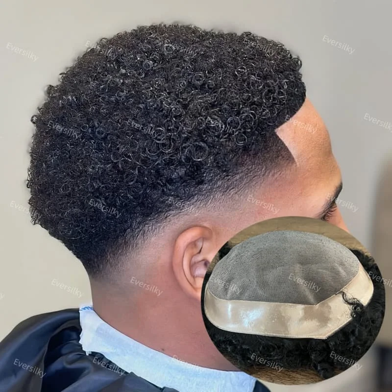 شعر مستعار رجالي ناعم وجيد التهوية من مادة Npu Bond # 1 # 1ب # 2 # 3 # 4 أسود بني 6 مم 8 مم 10 مم شعر مستعار للرجال الأمريكيين من أصل أفريقي