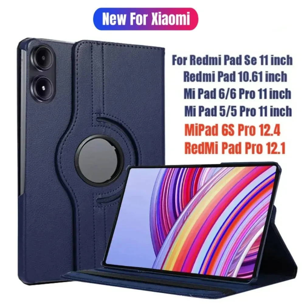 

360 ° Вращающийся кожаный флип-чехол для планшета Xiaomi Pad 5 6 Pro 11 6S Pro 12,4 Redmi Pad Pro 12,1 дюйма SE 11 10,61 Защитный чехол