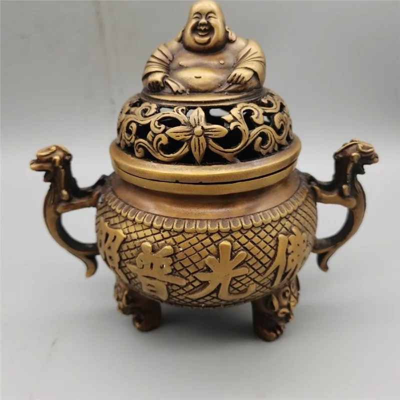 New burner with copper components, decorative piece, statue, miscellaneous gifts, brass Maitreya Buddha incense b