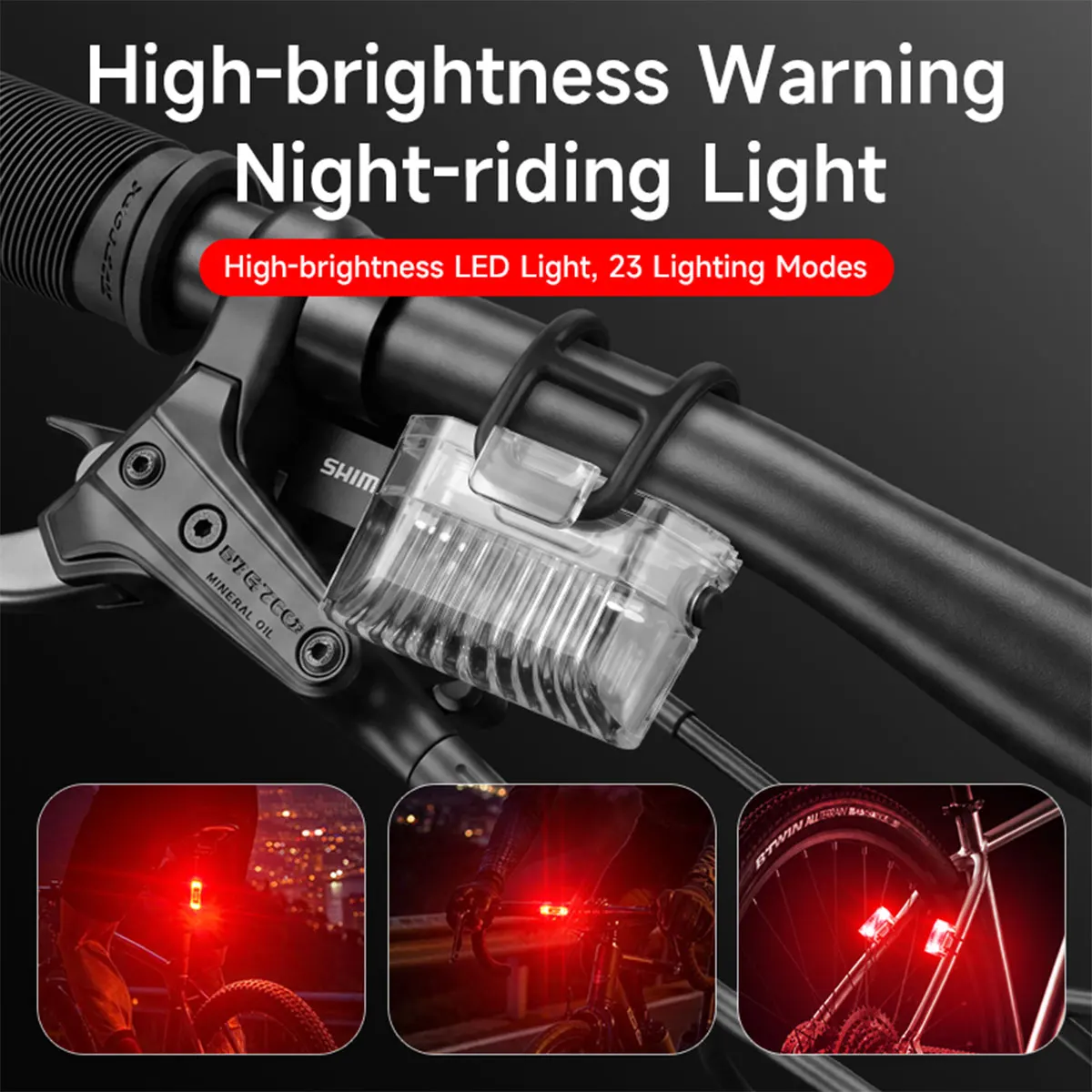 KEVANLY RGB Multi-mode Tail Light Bike Brake Taillight Warning Type-C Rechargeable Waterproof Cycling Safety Warning Rear Lamp