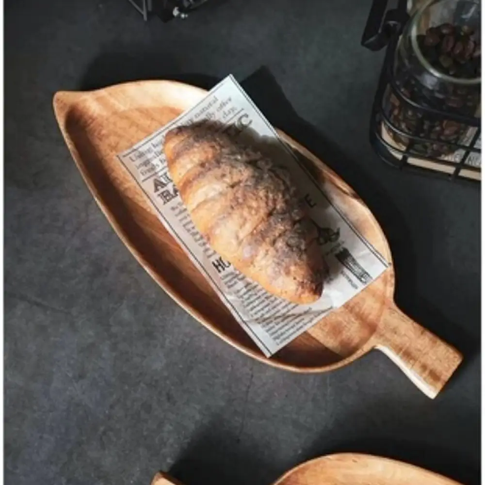 Creative Leaf Shape Wood Tray Sustainable Acacia Serving Dish For Snacks Dessert Sushi Plate Elegant Kitchen Dining Decor