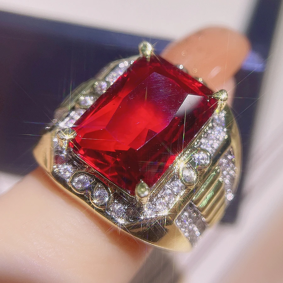 2022 NEW Luxury Ring for Women Geometry Classic Large Gemstones Banquet Queen Engaged Christmas Party Gift  Jewelry Wholesale