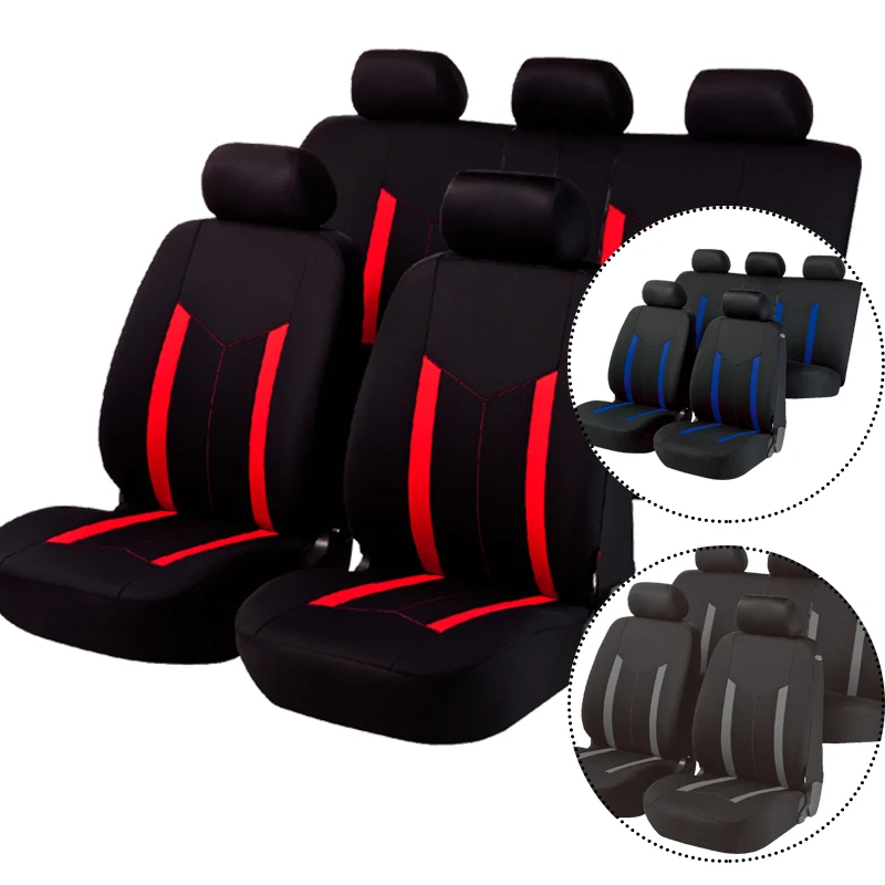 AUTO PLUS Car Accessories Interior Universal Polyester Car Seat Covers Set Sport Style Fit for Most Car SUV Van Seat Cushion