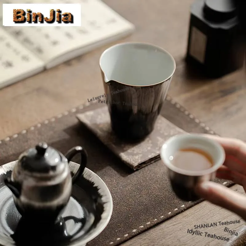 190ml Black Gold Glazed Fair Cup Household Olecranon Justice Cup Luxury Cha Hai Japanese Gongdaobei Tea Ceremony Accessories