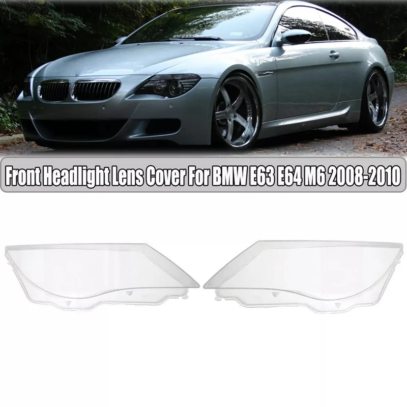 Clear Headlight Lens Cover Replacement Left & Right For BMW E63 E64 M6 2008-2010 63127186815, 63127186816