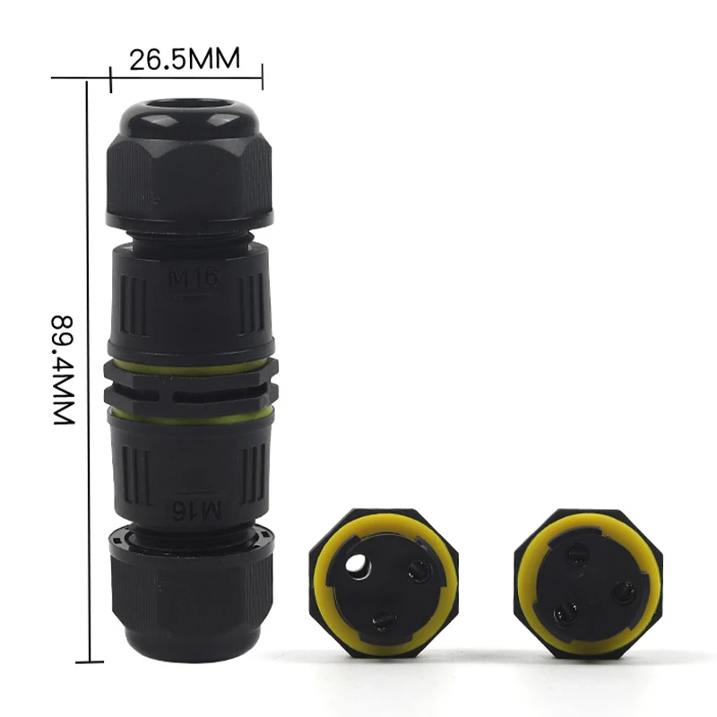 M16 IP68 Connettore impermeabile 2 Terminale di collegamento a vite a 3 pin Nessun connettore per cavo di saldatura per scatola di giunzione di