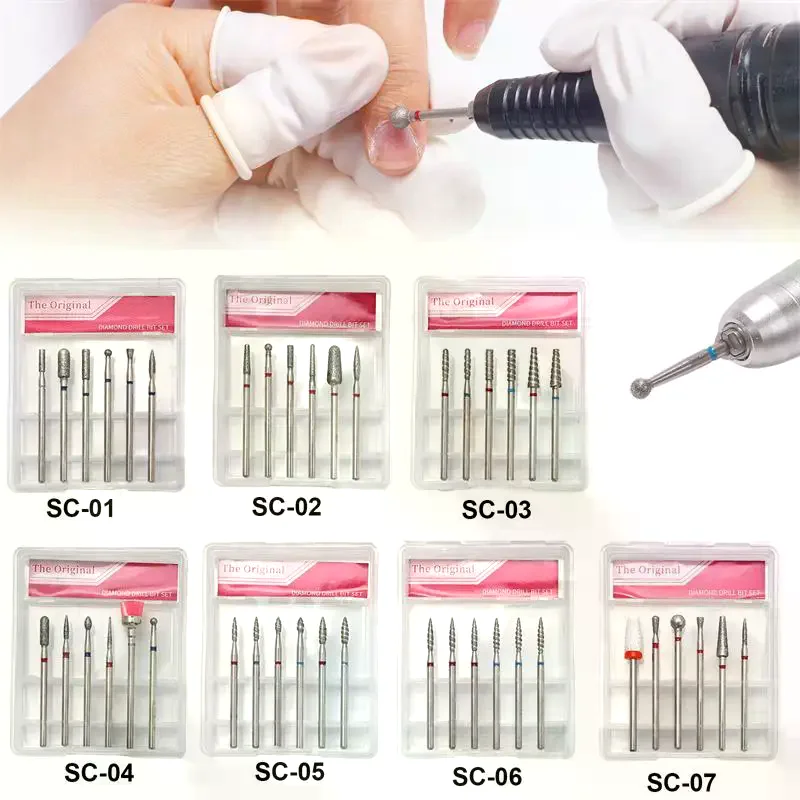 طحن رئيس ساندر أدوات مسمار مخروط تلميح الماس لقمة ثقب بشرة كهربائية نظيفة الروتاري مانيكير مسمار لقمة ثقب