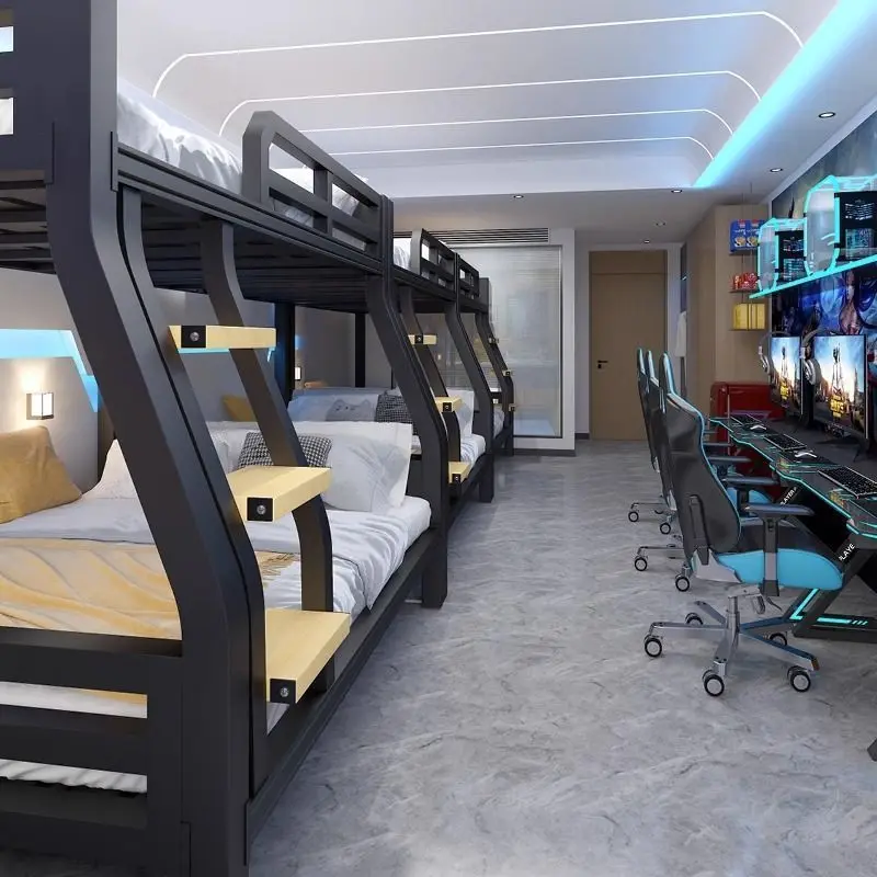 Thickened iron bed bunk two-story home hotel e-sports wrought iron rental house college student dormitory double bed