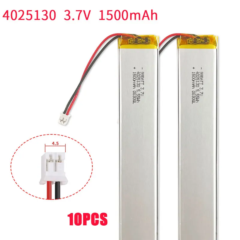 10 Pcs Lithium Polymer Battery 4025130 1500mAh 3.7V Li Po Batteries for Stair Sensor Emergency Lights Home Counter LED Light