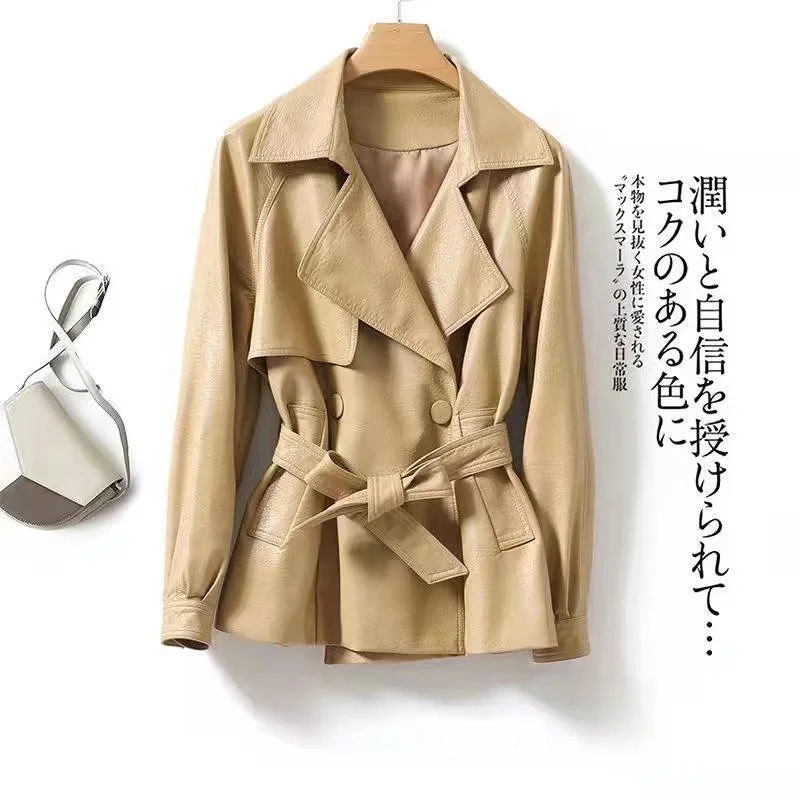 Chaqueta de cuero PU para mujer, abrigo corto, versión coreana, otoño e invierno, novedad de 2023