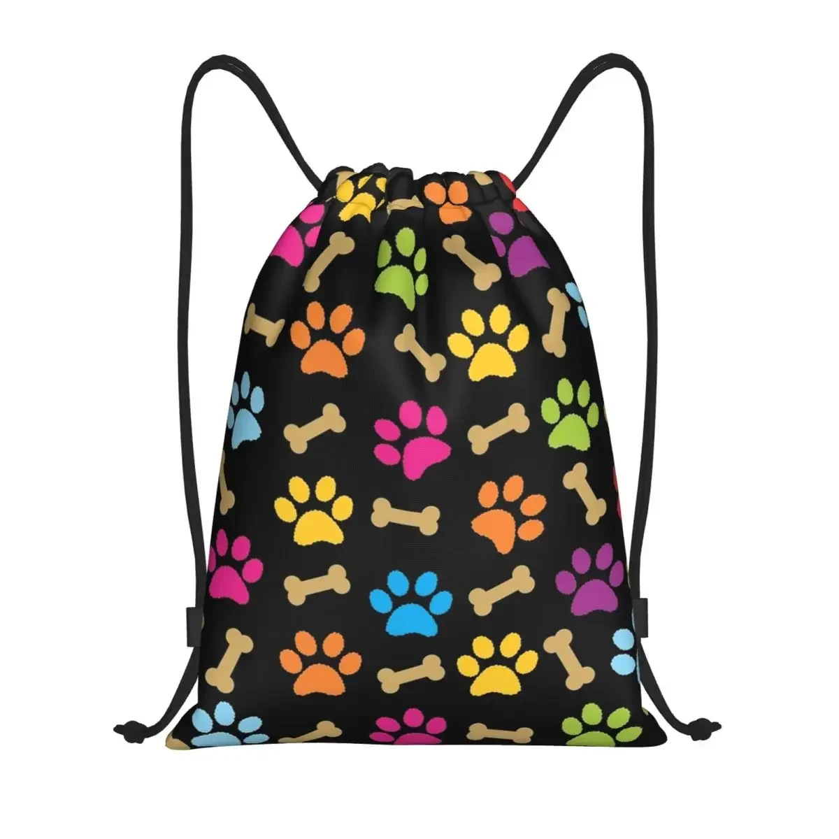 Custom Colorful Dog Paw Print Pattern Drawstring Backpack Bags Women Men Lightweight Gym Sports Sackpack Sacks for Shopping