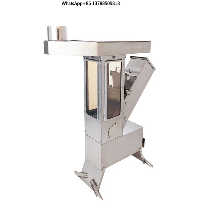 Outdoor Stainless Steel Manual Rocket Stove Wood-Fired Kitchen for Camping
