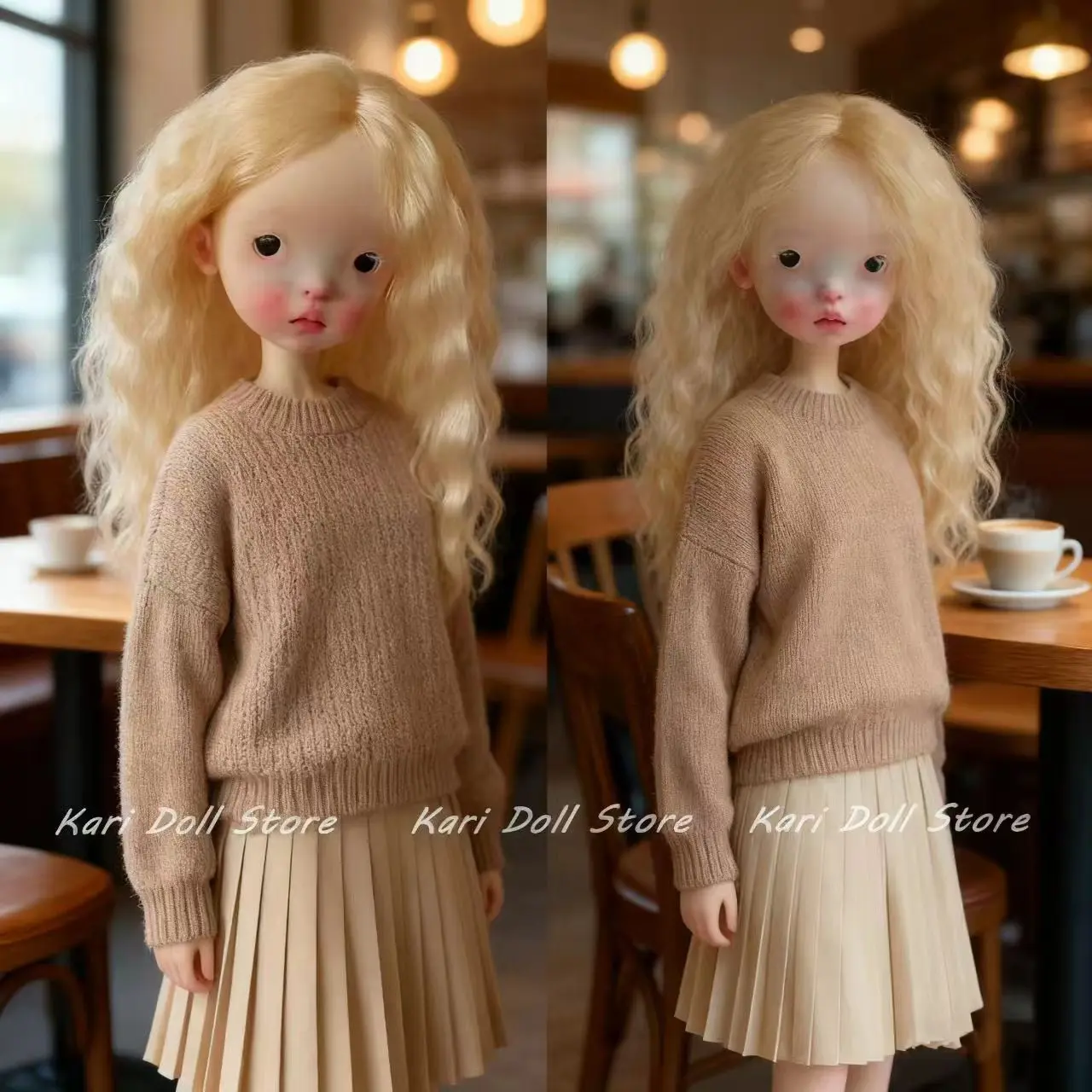 

Kari Doll Натуральные мохеровые волосы Парики с золотым яичным рулетом для куклы Landazz Landoudou Обхват головы 16 см