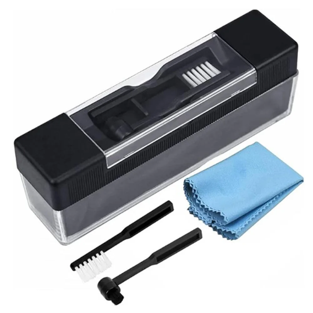 Kit de limpieza de discos, herramienta de limpieza de tocadiscos 3 en 1 con cepillo limpiador de terciopelo antiestático, bolígrafo táctil, paño