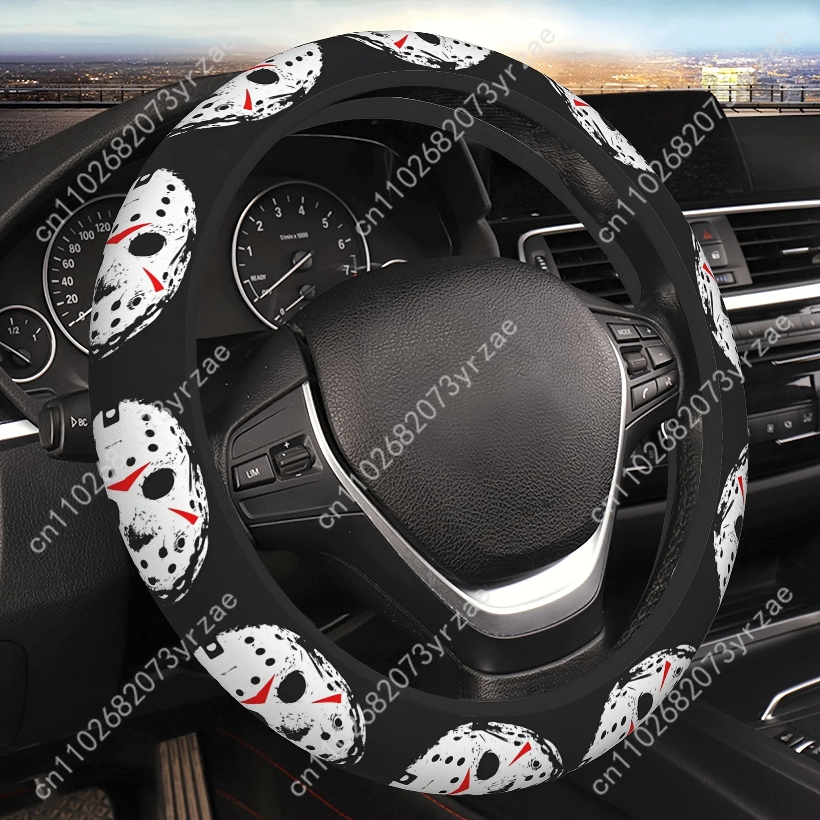 

Halloween Horror Movie Car Steering Wheel Cover Universal Environmental Friendly Comfort Non-slip Breathable Steering Wheel Wrap