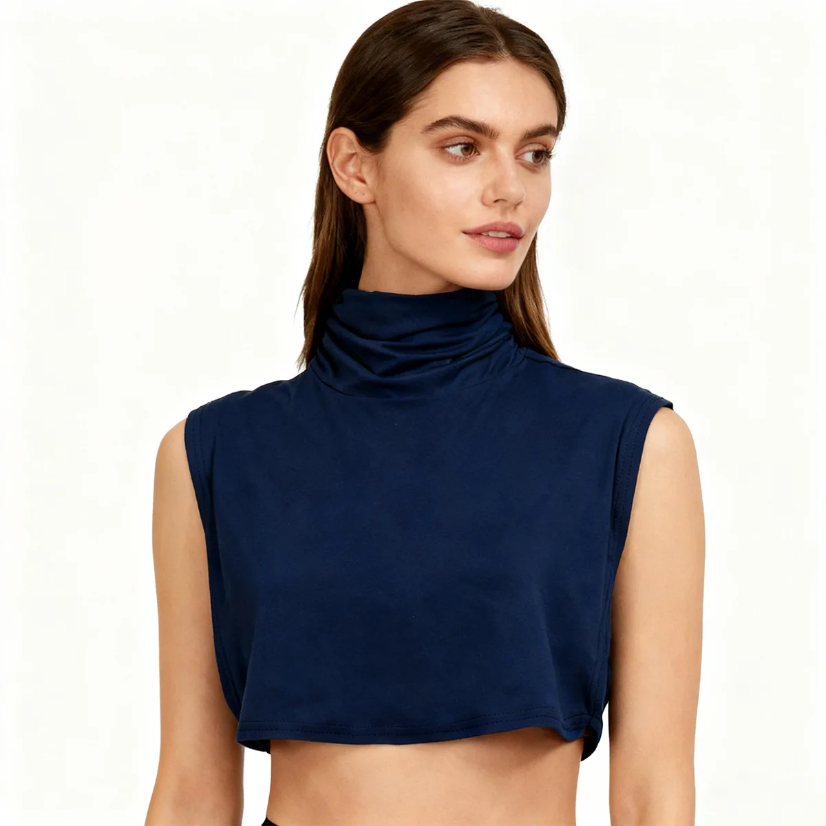 New Womens Muslim Modal Fake False Collar Islamic Hijab Extensions Turtleneck High Neck Cover Warmer Bright Solid Color Half Top