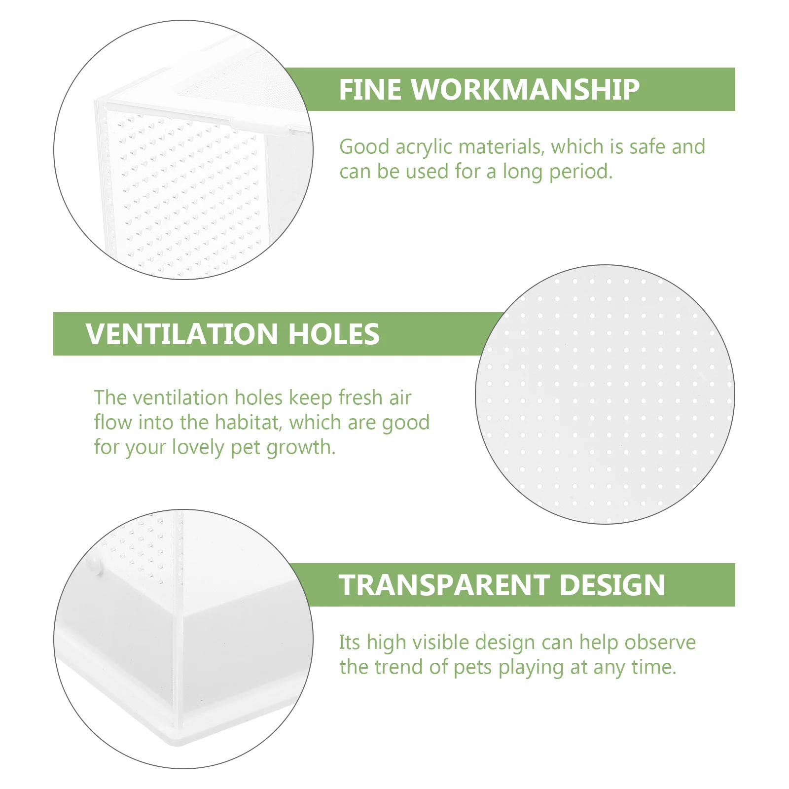 

Acrylic Spider Feeding Container White Multi-Purpose Breeding Box Lightweight Pet Display Container Reptile Terrarium Spider