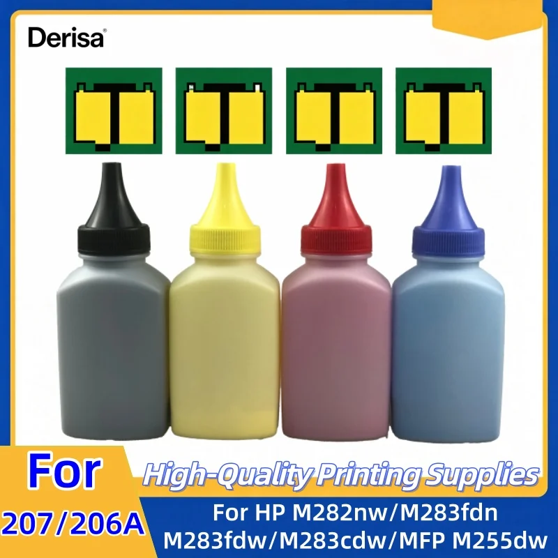 4color Compatible For HP 207a 206A Toner powder and Chip M282nw M283fdn M283fdw M283cdw MFP M255dw M255nw W2210A Refill Toner