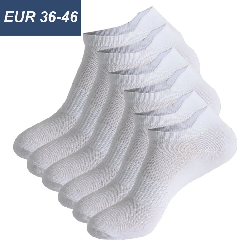 Calcetines tobilleros de malla para hombre, medias deportivas de alta calidad, transpirables, resistentes al olor, color blanco y negro, 3 pares