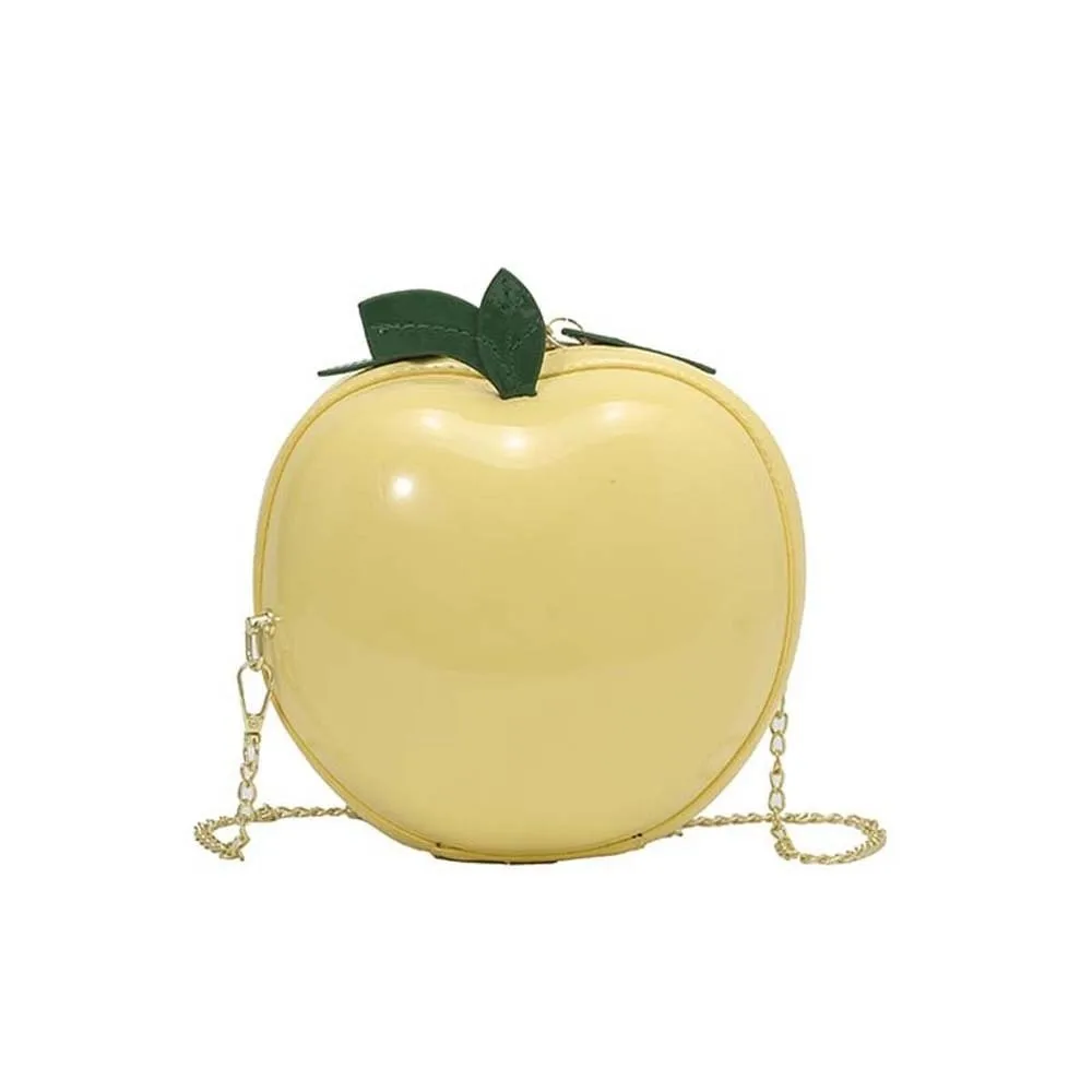 

Coin Purse Fruit Shape Chain Bag Solid Color Large Capacity Leather Round Pouch Anti-splash Water Lightweight