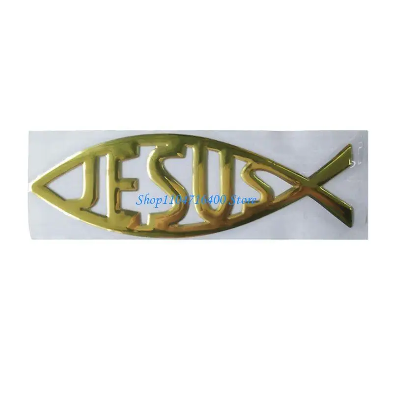 y1gd 3D Car Sticker Jesus Fish Badge Decals Motorcycle Computer Cap Decor