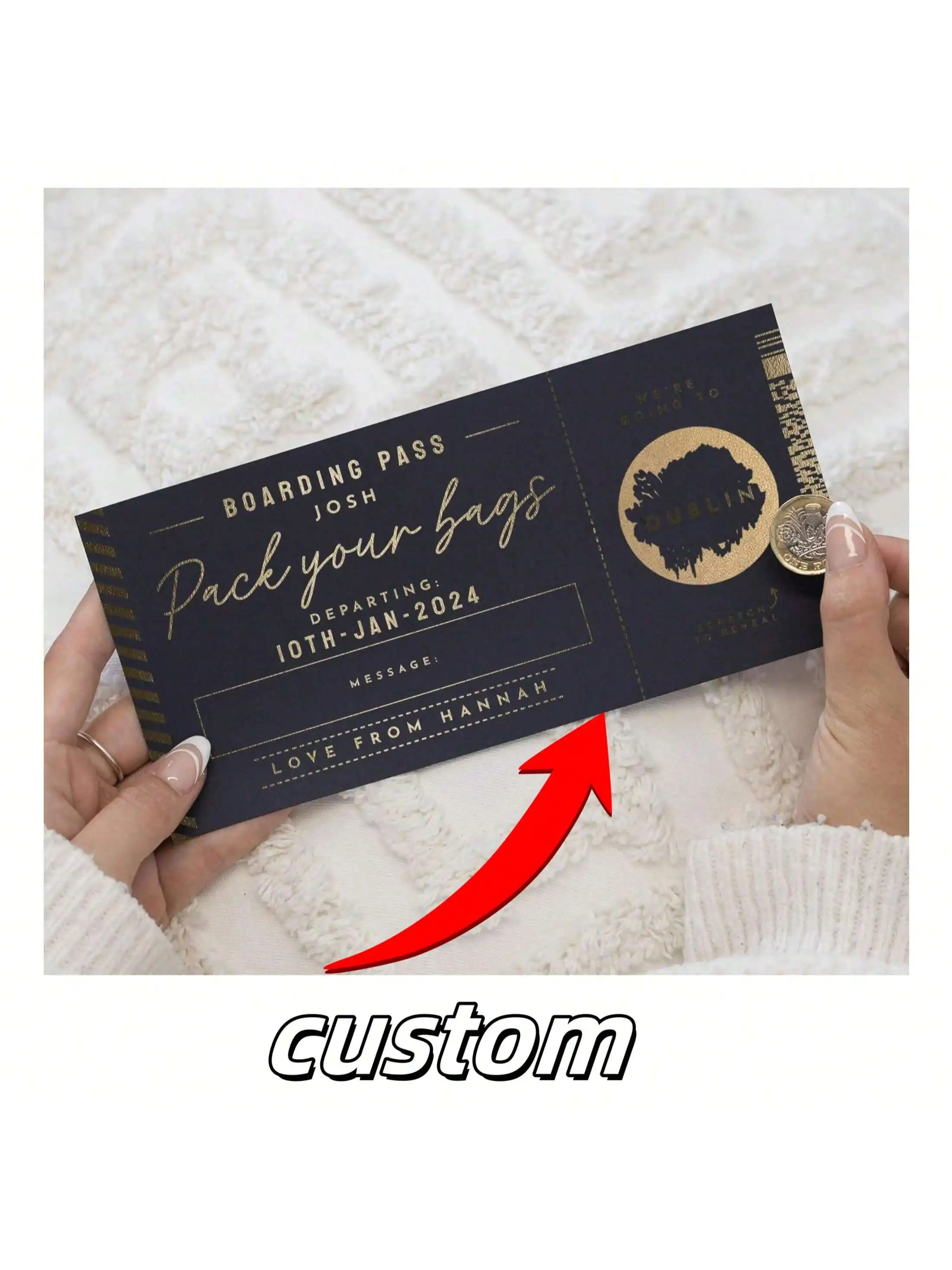 Rubbel-Reise-Enthüllungskarte – 21 x 10 cm großes Feiertags-Überraschungsgeschenk (kein Umschlag)