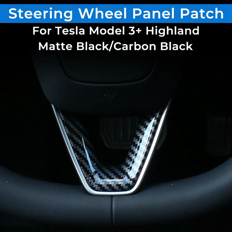 Car Steering Wheel Low Cover Plate Trim Cover For New Tesla Model 3 Highland 2024 Auto Patch Sticker Interior Modification Parts