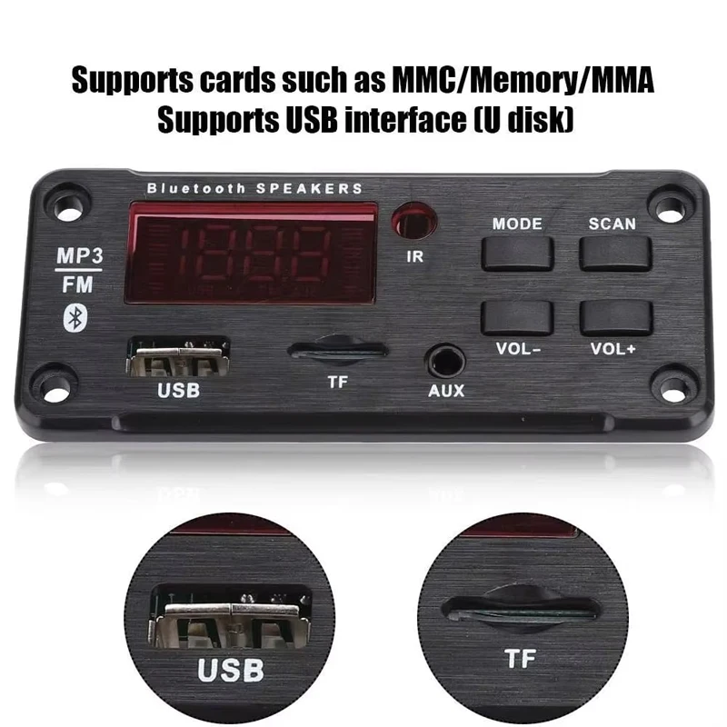 Amplificador de Audio para coche, módulo de Radio FM USB TF, Bluetooth, 12V, MP3, WMA, placa decodificadora, reproductor de MP3 con Control remoto, 2x25W, 50W