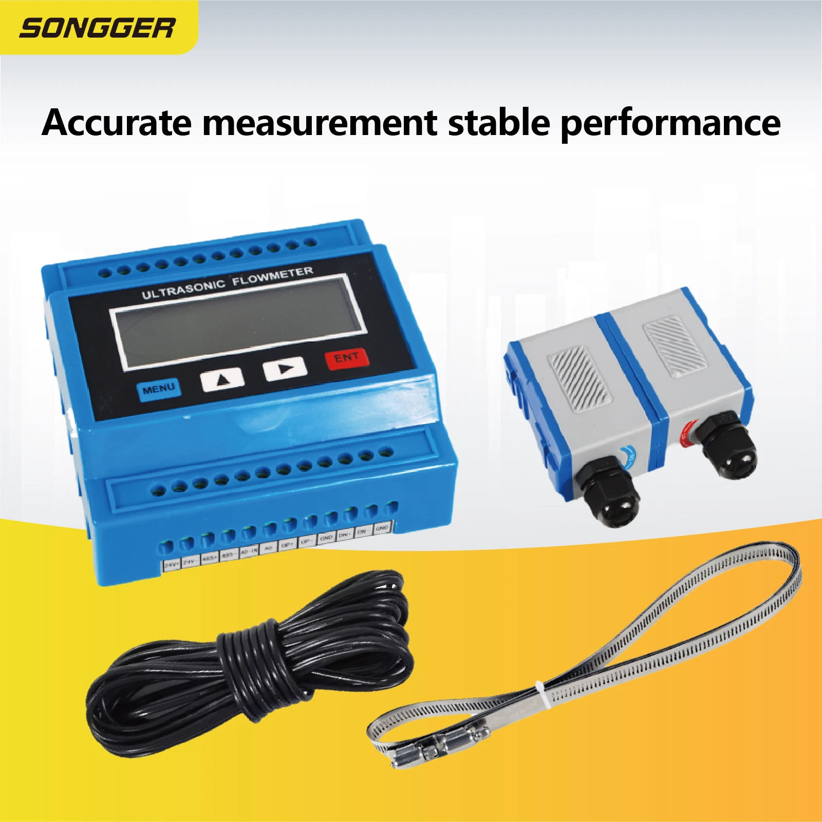 TUF-2000M Clamp-On Ultrasonic Flow Meter DN25-6000mm Split Type Wall Mounted Non-Invasive Industrial Water Flow Meter