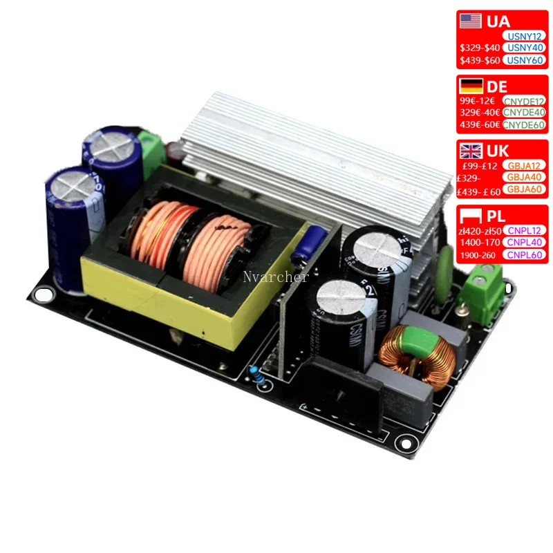 Nvarcher LLC Switching Power Supply Board 600W High Sound Quality AC200-240V For  Amplifier