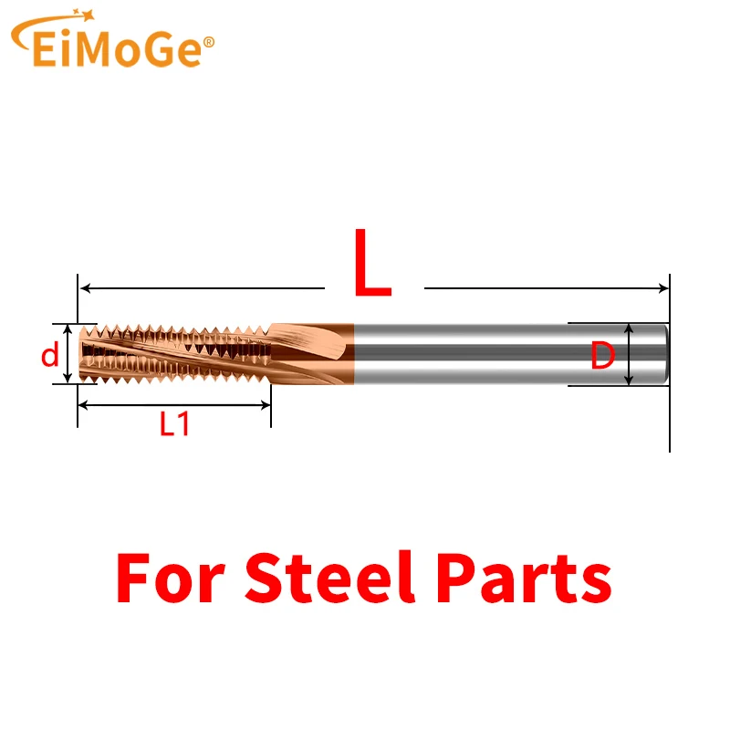 EiMoGe Full Tooth Thread Milling Cutter CNC Machine Solid Carbide  M3 M4 M5-M16X100L Taps