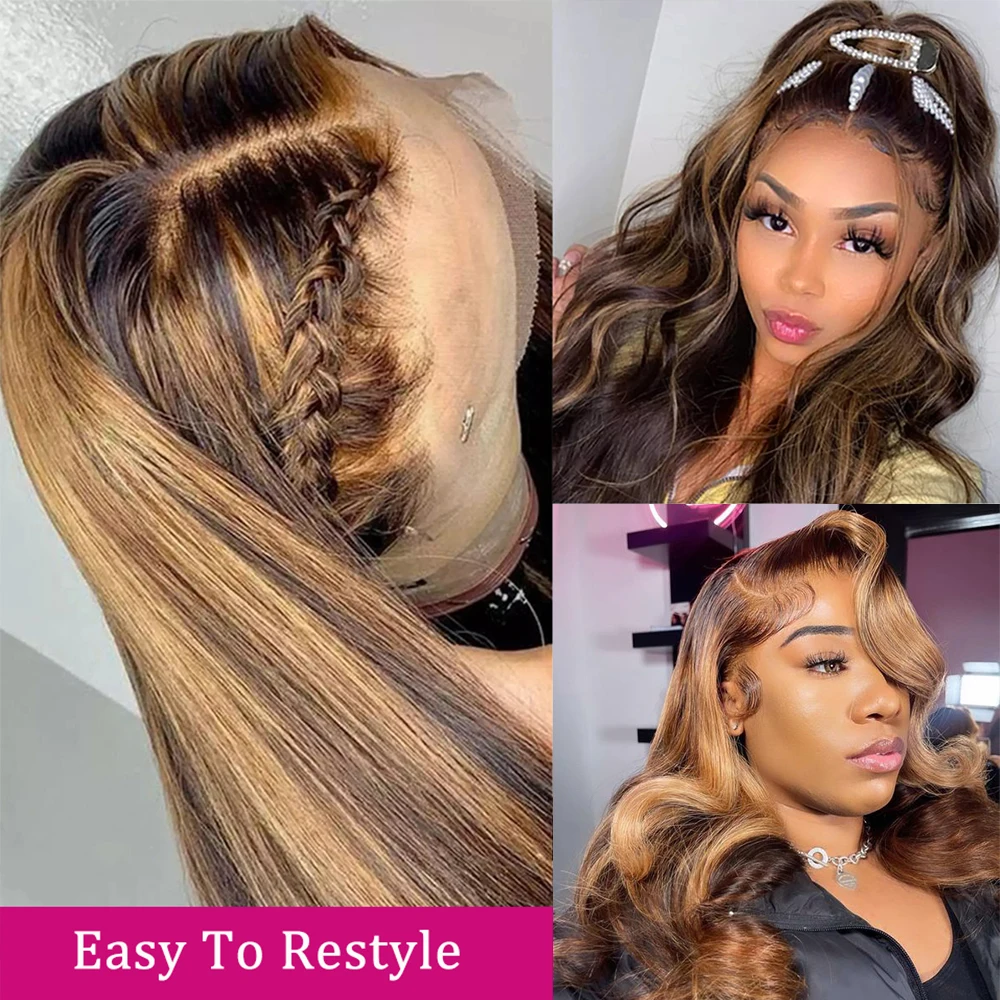 Megeen Body Wave 100% человеческие волосы хайлайтер P427 окрашенный 13X 4 кружевной передний парик предварительно собранные человеческие волосы медовый светлый кружевной передний парик