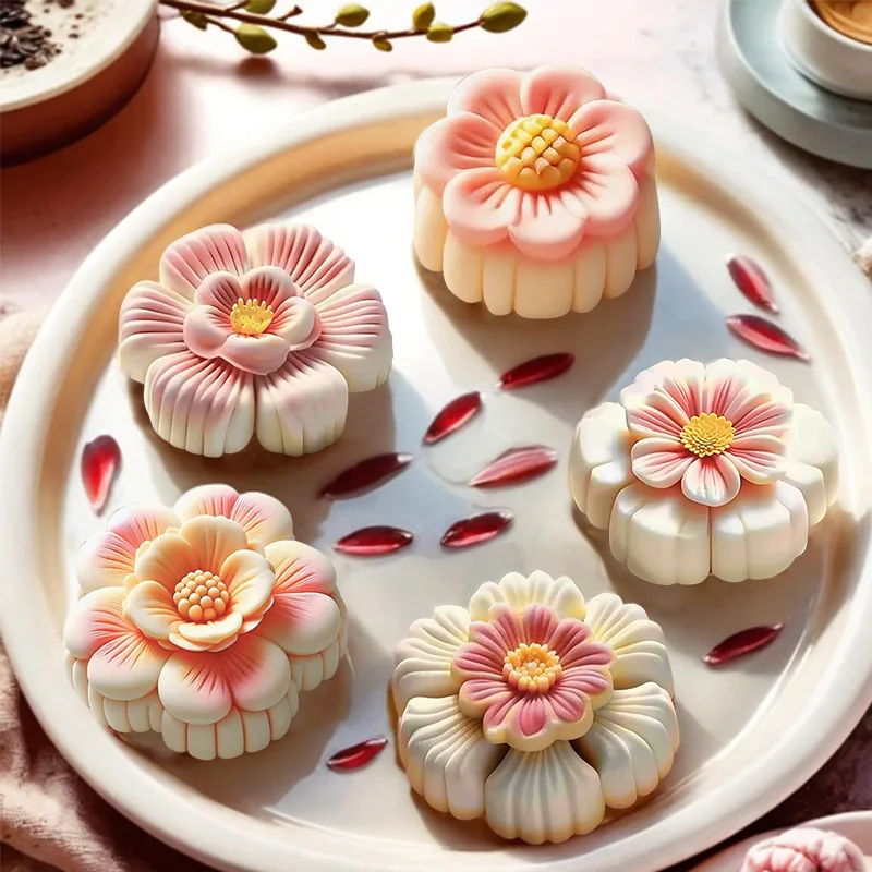 Cherry Blossom Peach Blossom Candle Silicone Mold Mousse Cake Dessert Pudding Baking Tools Handmade Gypsum Soap Candle Mold image 3