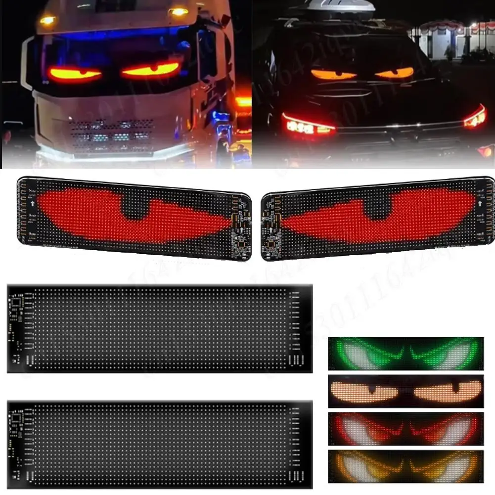 1/2Pcs LED Programmable Matrix Panel Demon Eyes Car Window App Control Logo Car Devil Eyes Lights Flexible LED Display for Car