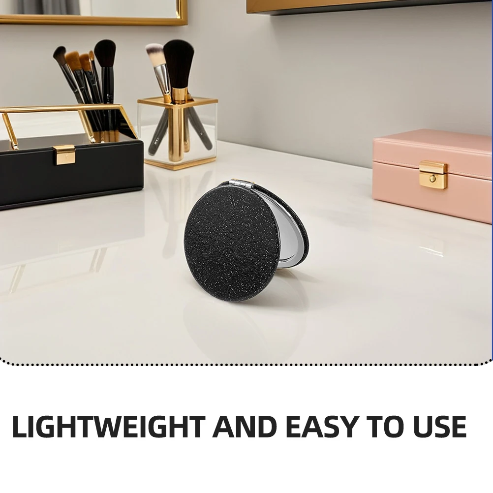 

5 Pcs Round Folding Makeup Mirror Handbag for Girls Glitter Wallet Mini Vanity Office