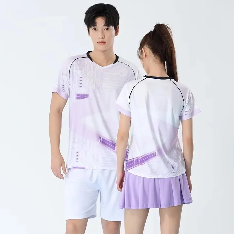 Men Badminton T-shirts Quick Dry Table Tennis Jerseys Mesh Breathable Training Sports Tees Polyester Women Tennis Short Sleeve - view 2