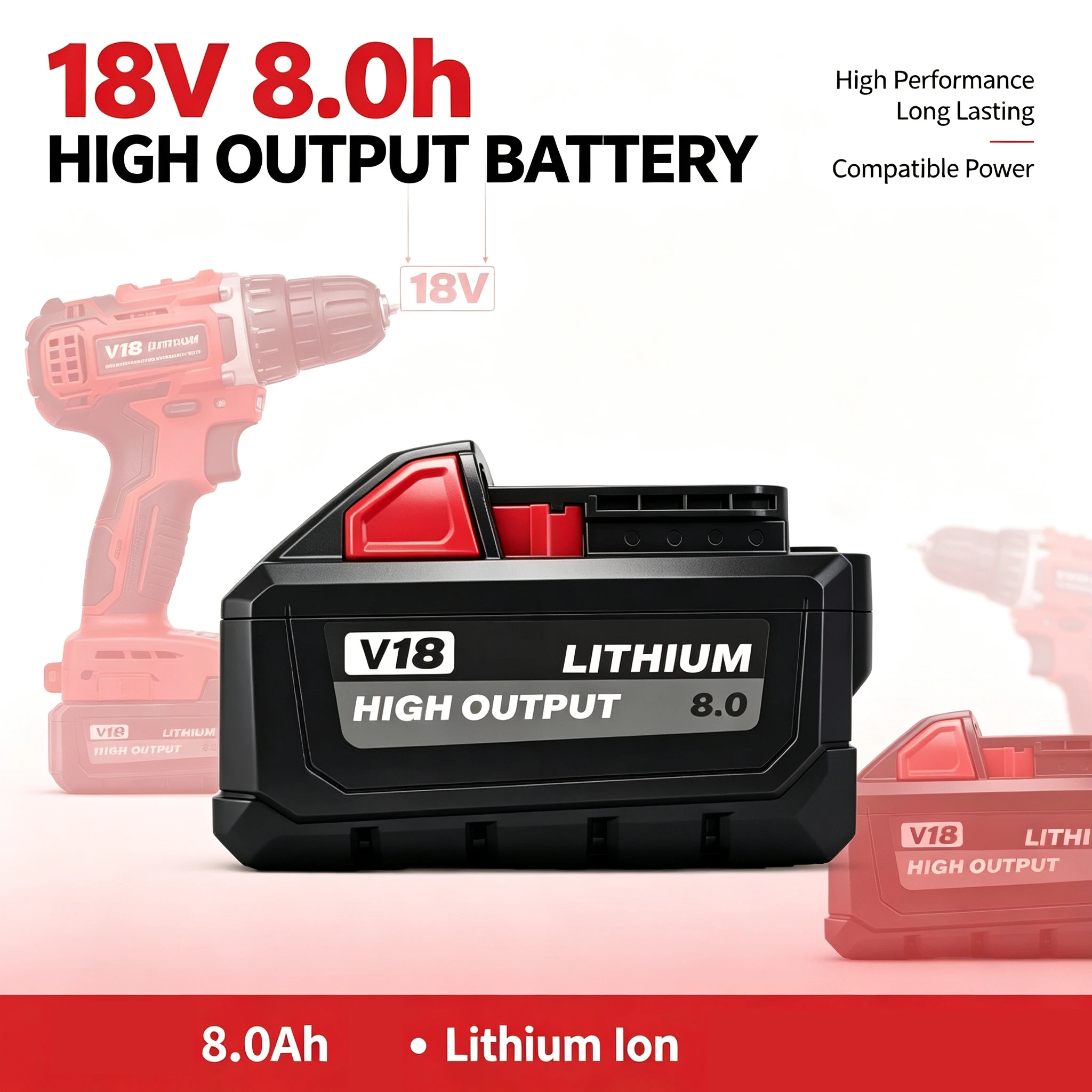 FOR Milwaukee M18 Heavy‑Duty Tradesman Backup 18V Built‑in 21700 Cells 8.0Ah Li‑ion,Protection for M18 Fuel Series Power Tools